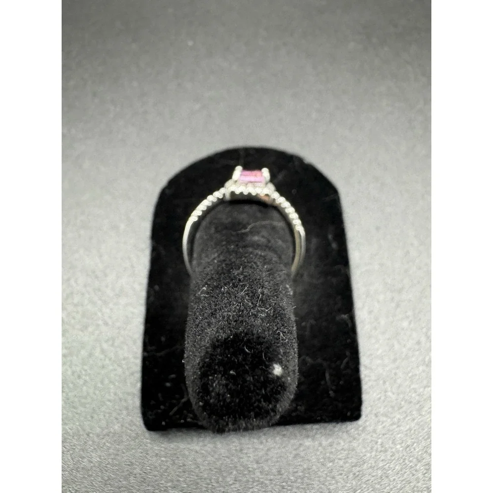 925 Sterling‎ Silver Square Pink Cubic Zirconia Cocktail Ring - Size 10